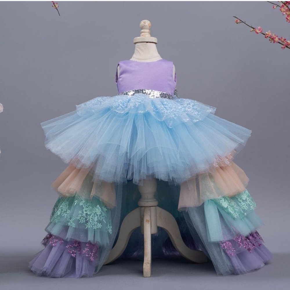 Itty Bitty Toes dress tulle Arabella Unicorn Gown toddler birthday bow glitter - Picture 9 of 9